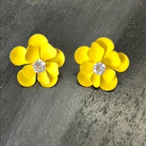 Vibrant Yellow Floral Earrings